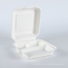 Disposable Compostable Sugarcane Bagasse 3-Compartment Lunch Bento Food Container